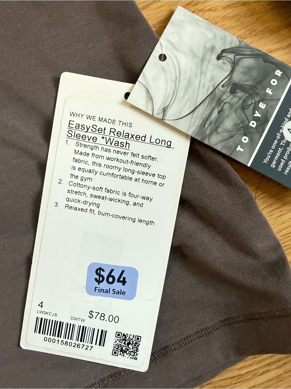lululemon Easy Set Relaxed Long Sleeve Tee in Dilute Wash Twig